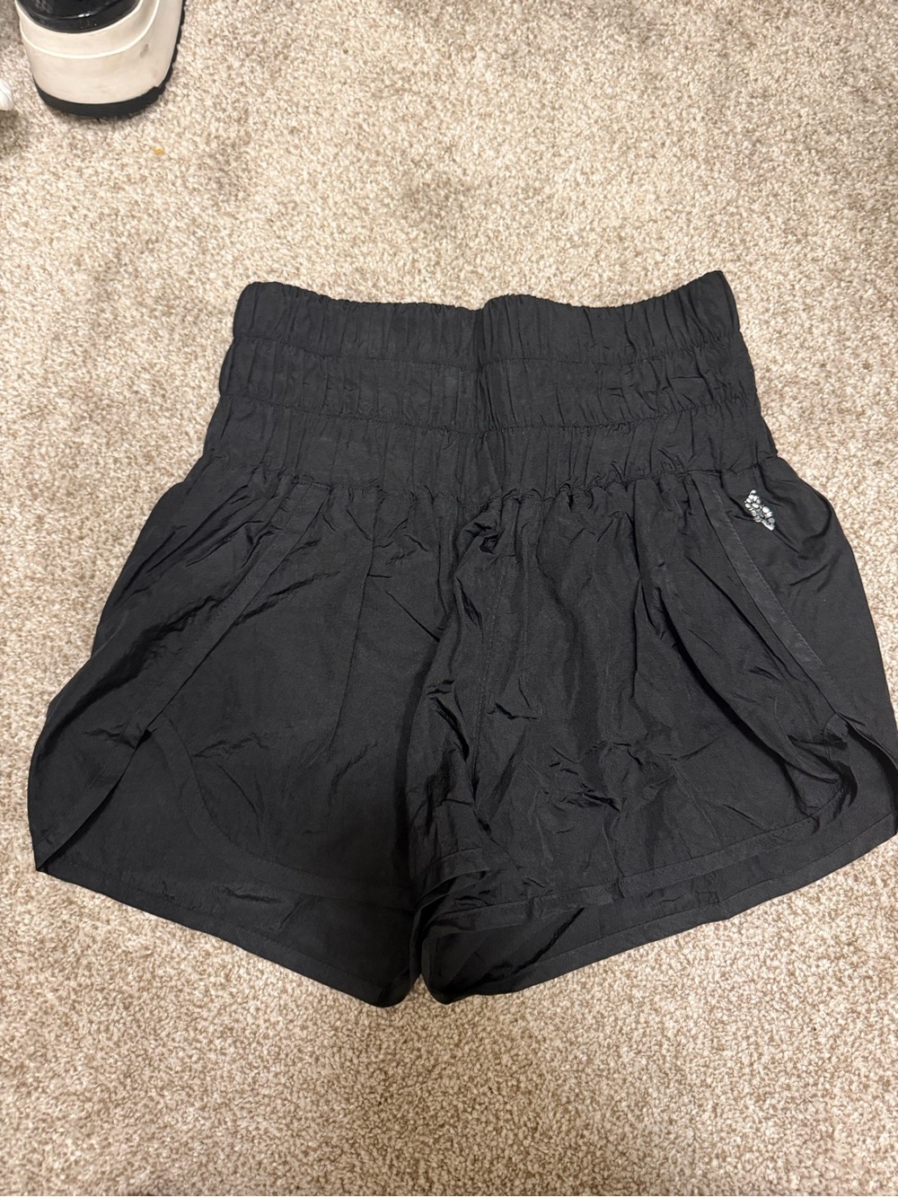 Free People High-Waist Black Smocked Waist Shorts